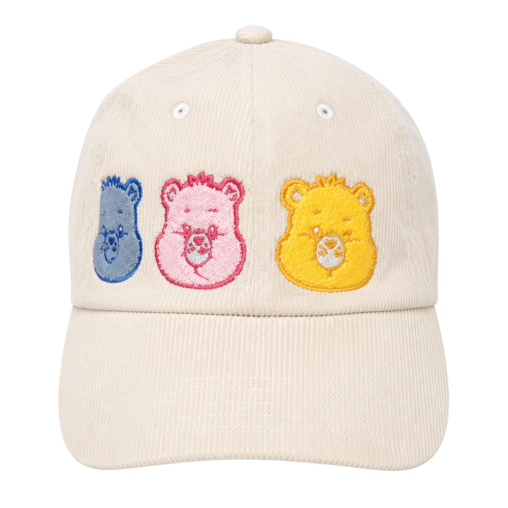 Care Bears Embroidered Corduroy Dad Hat Adjustable Strap Cream Off-White 1