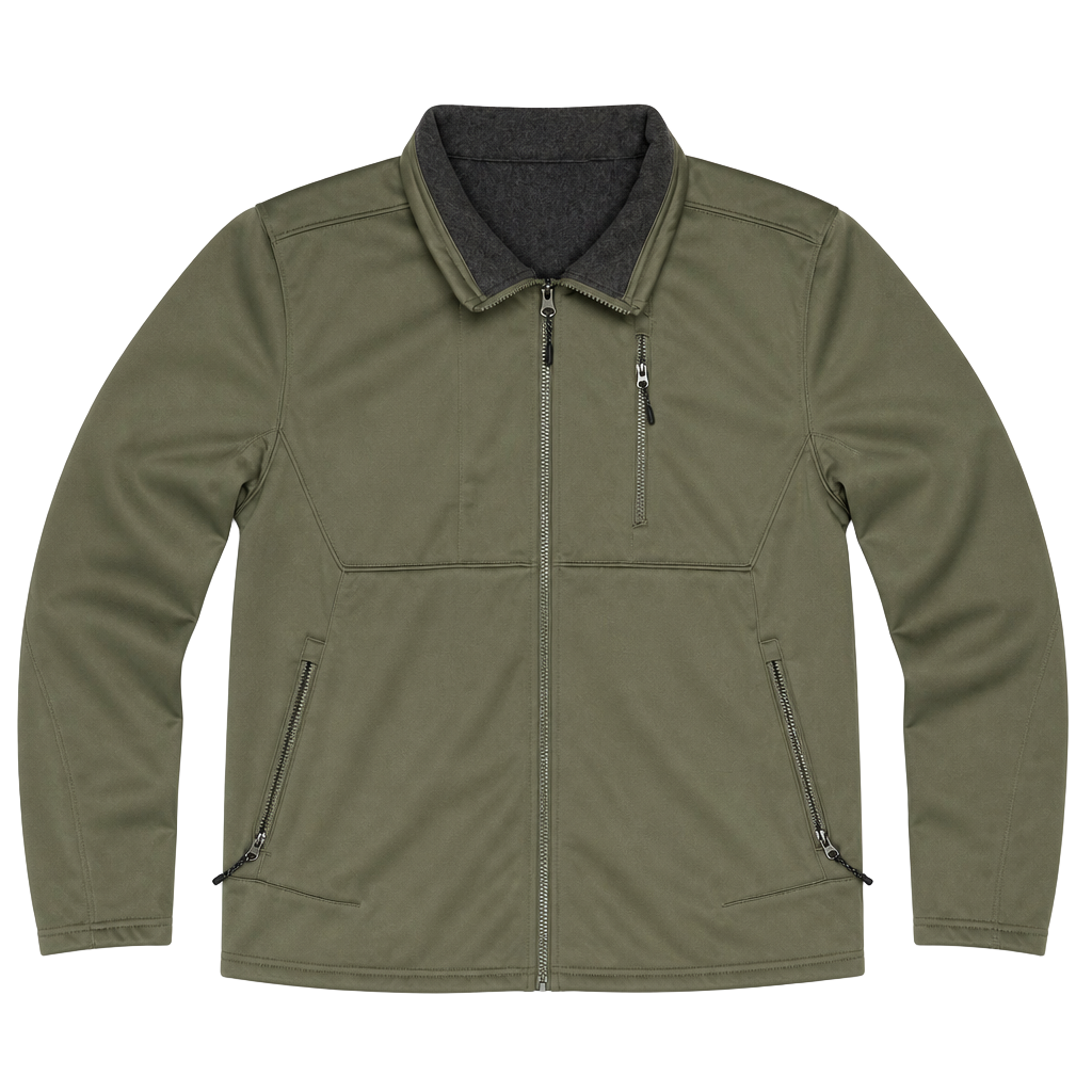 Swiss Tech Green Softshell Jacket Mens M Fleece Lined Full Zip Outdoor 1