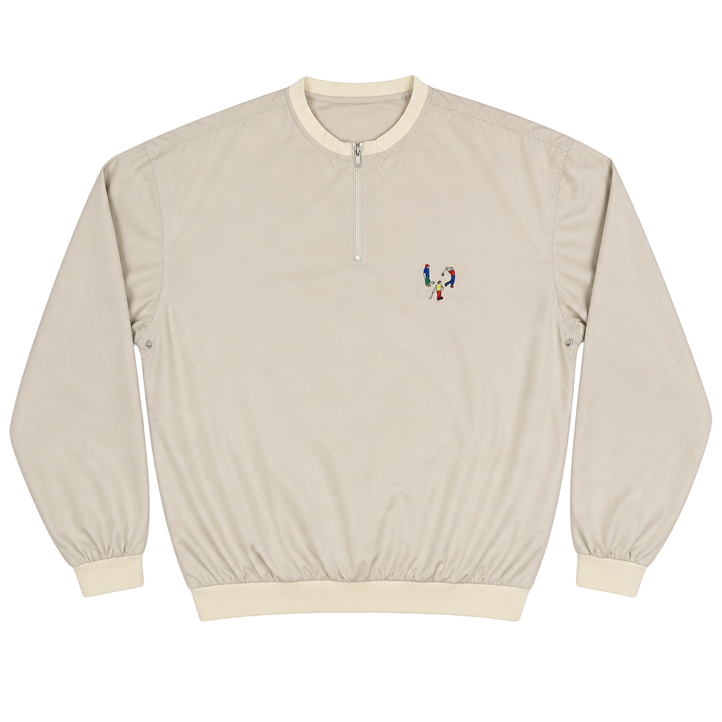 Pivot Rules Golf Pullover Windbreaker 1/4 Zip Cream XL Vintage 1