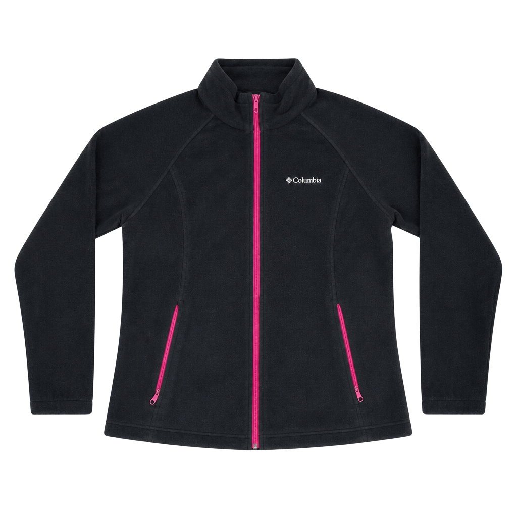 Columbia Fleece Jacket Women’s 1X Black Pink Zip Outdoor Full Zip 1