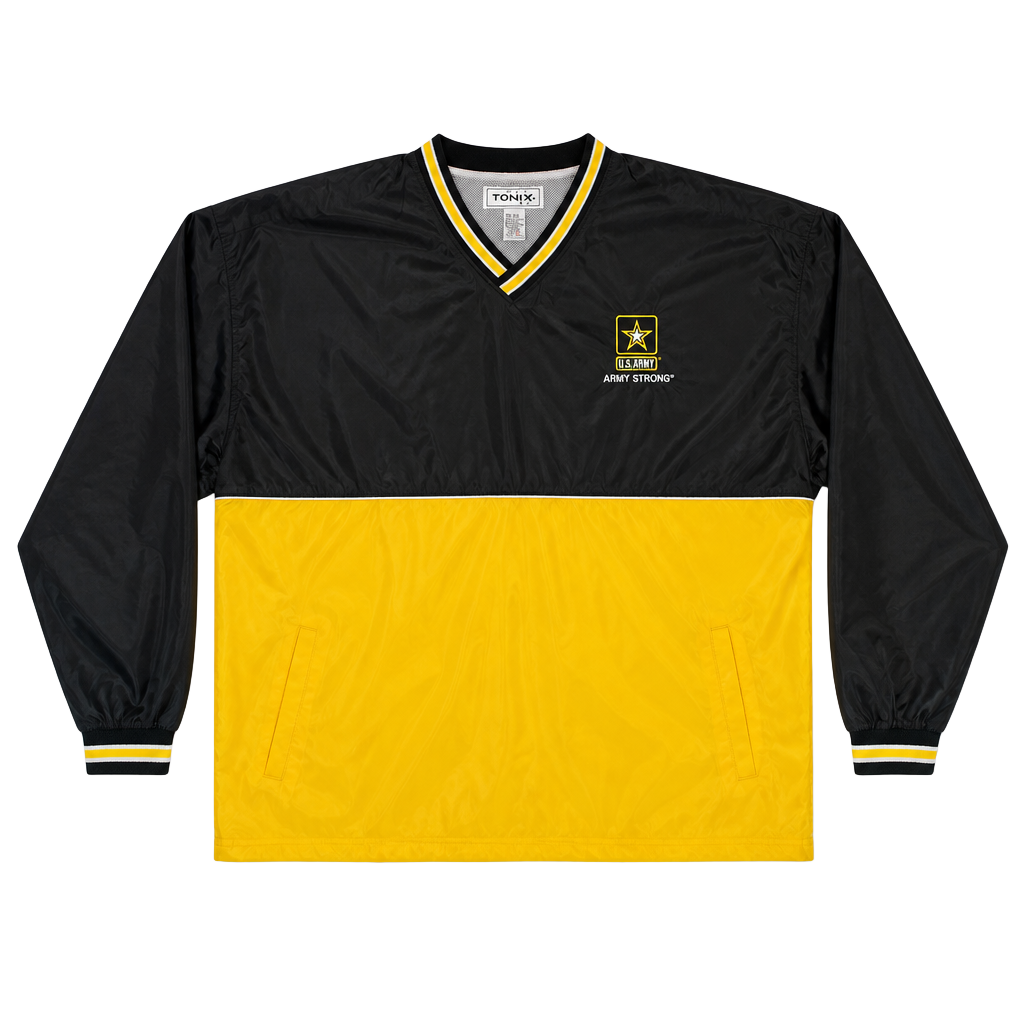 U.S. Army Army Strong Pullover Windbreaker Jacket Black Yellow Mens 2XL 1