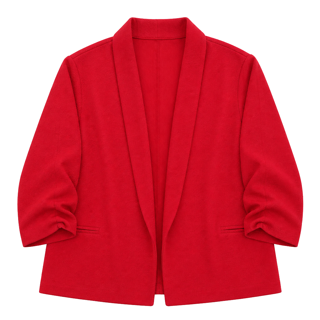 Maurices Red Open Front Blazer with Scrunch Sleeves Size XL 1