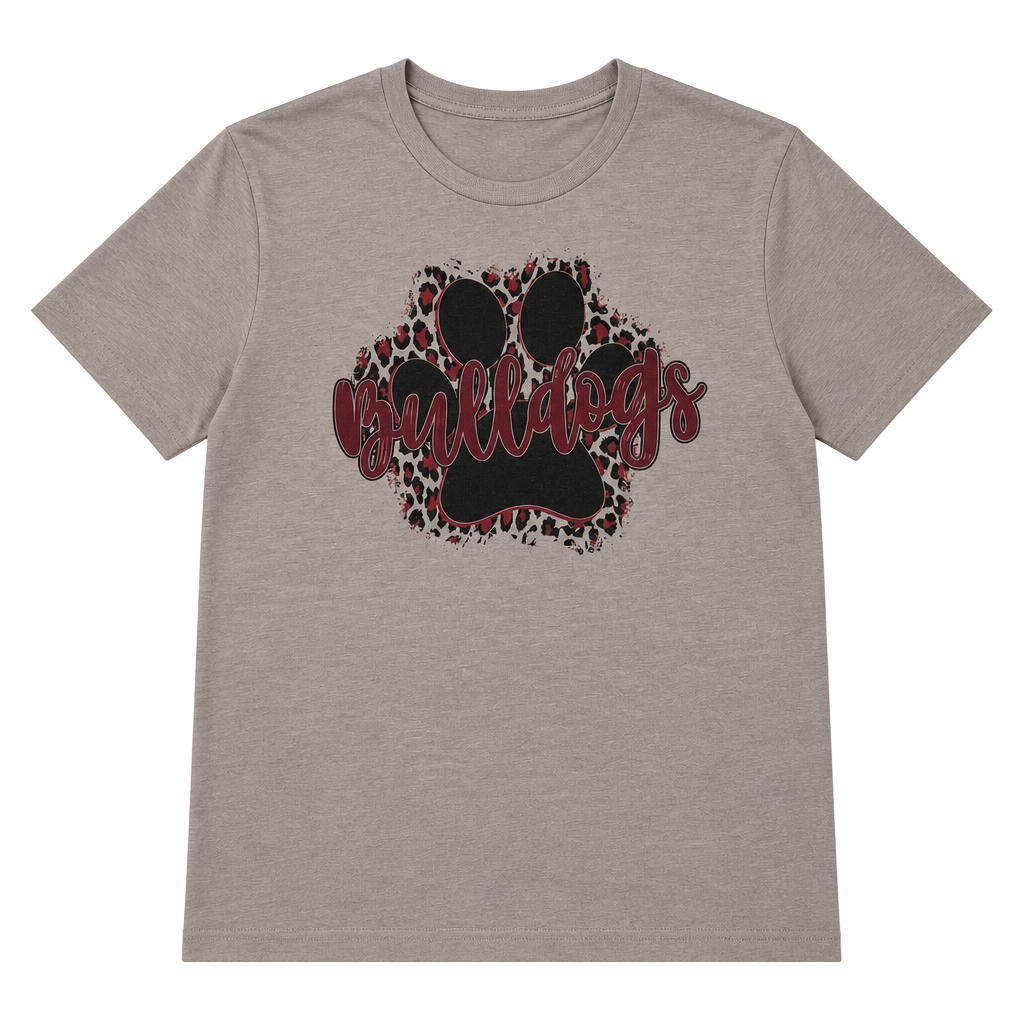 Bella+Canvas Bulldogs Paw Print Cheetah Leopard Graphic T-Shirt Gray Size L 1