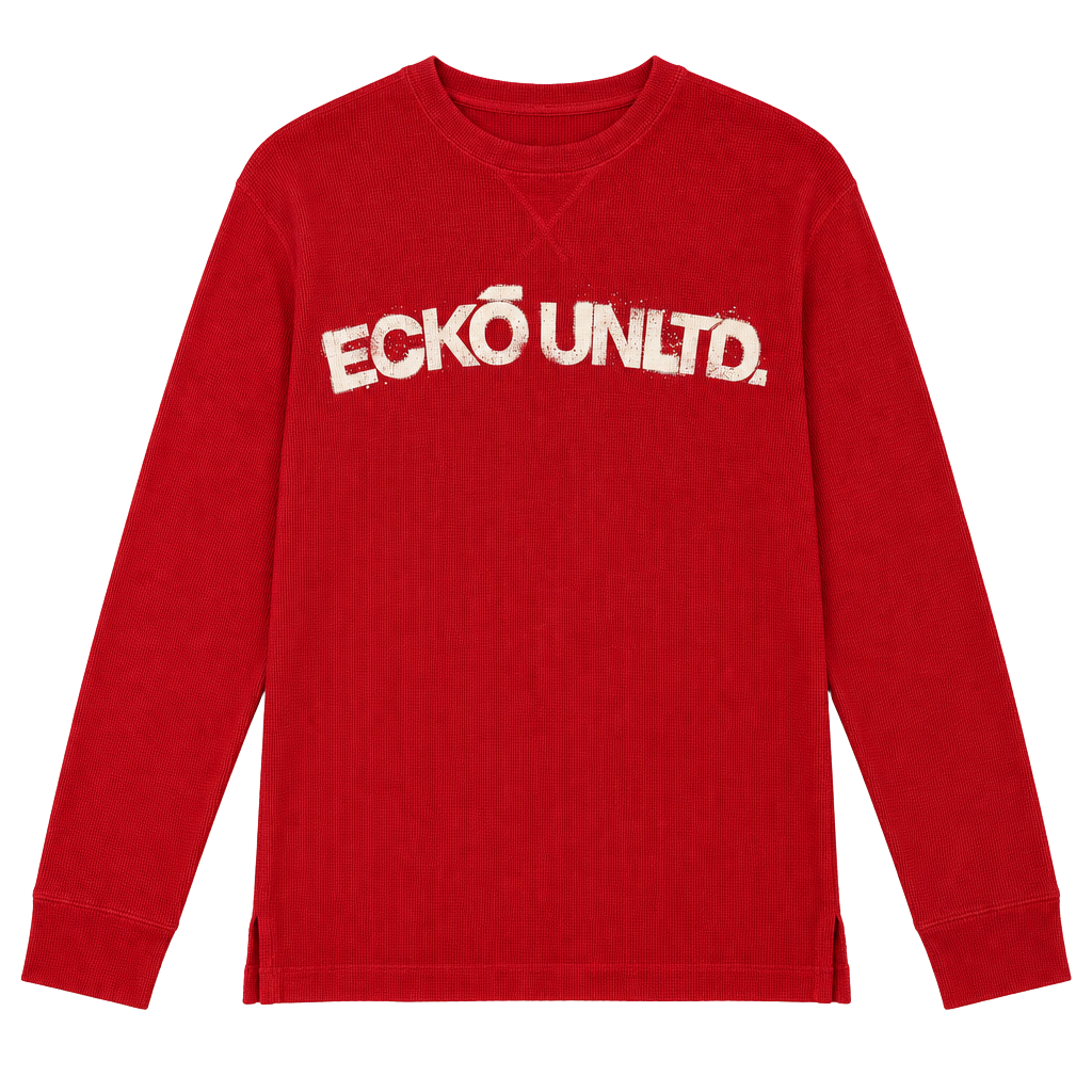 Ecko Unltd Thermal Long Sleeve Shirt Size Large Red Waffle Knit 1