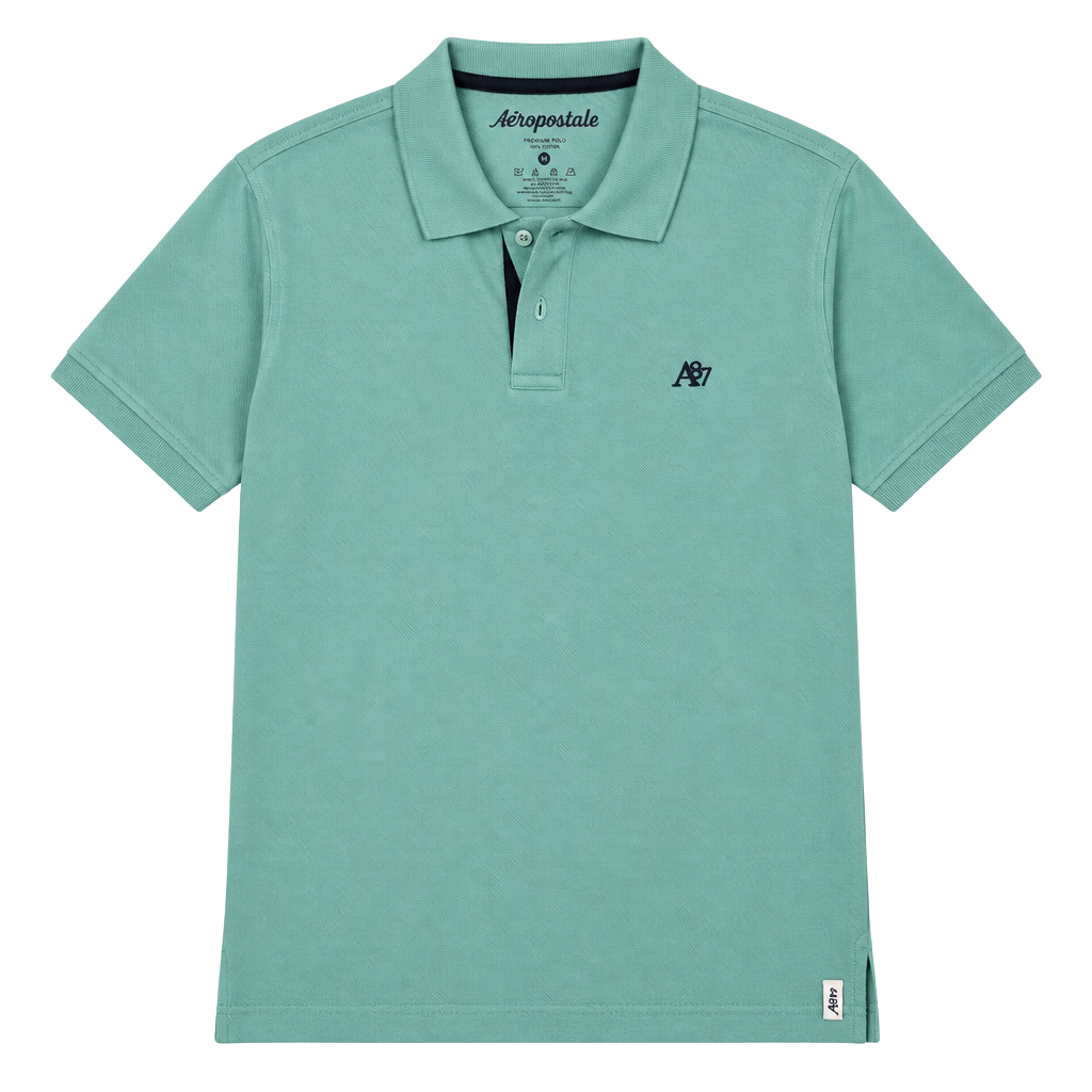 Aeropostale Short Sleeve Polo Shirt Size L Green 1