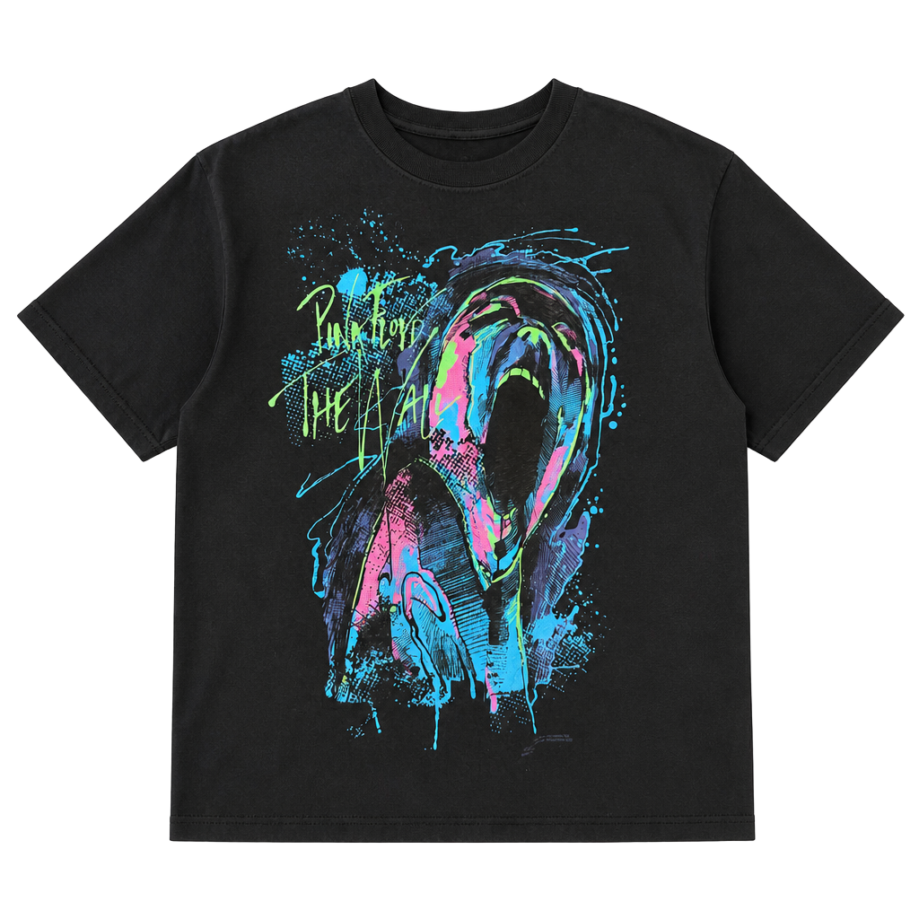 Liquid Blue Pink Floyd The Wall Band T-Shirt Black 1