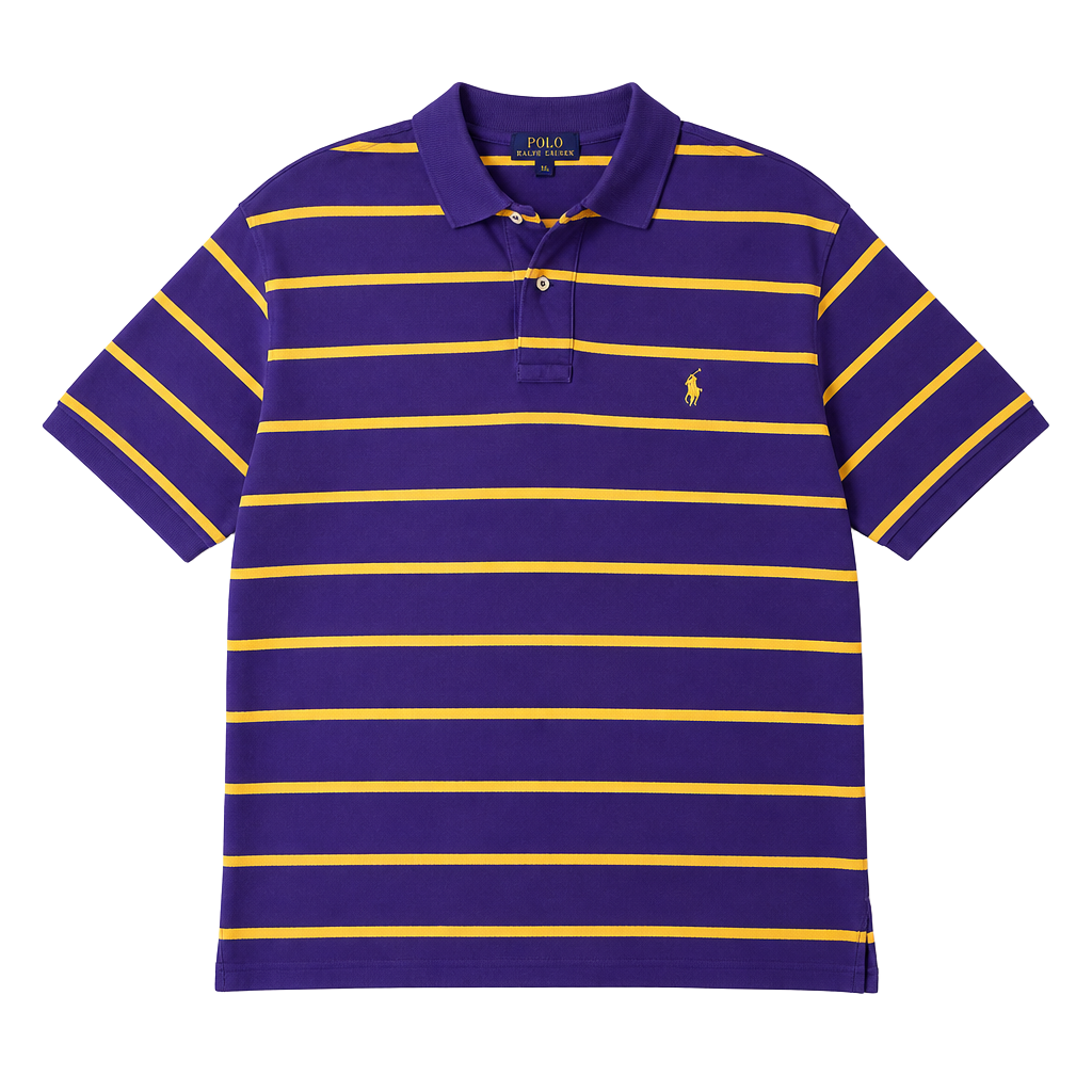 Polo Ralph Lauren Classic Fit Polo Shirt Size XXL Purple Yellow Striped 1