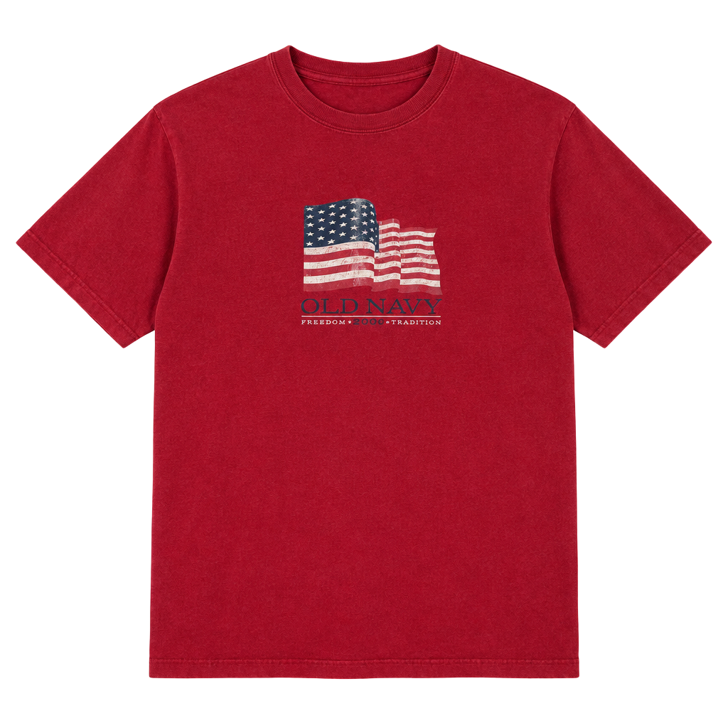 Old Navy T-Shirt Size L Red American Flag Freedom Tradition 2005 1