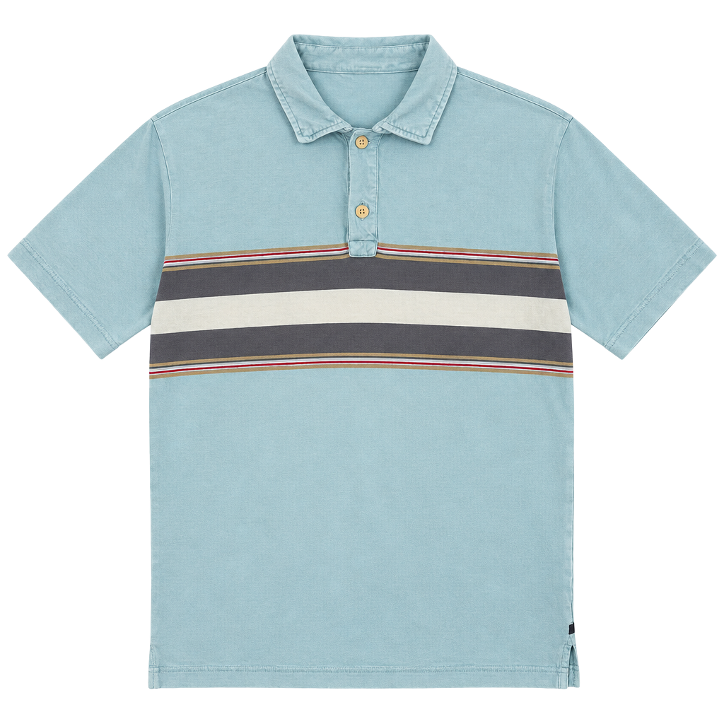 Polo Shirt Size L Light Blue Striped Cotton 1