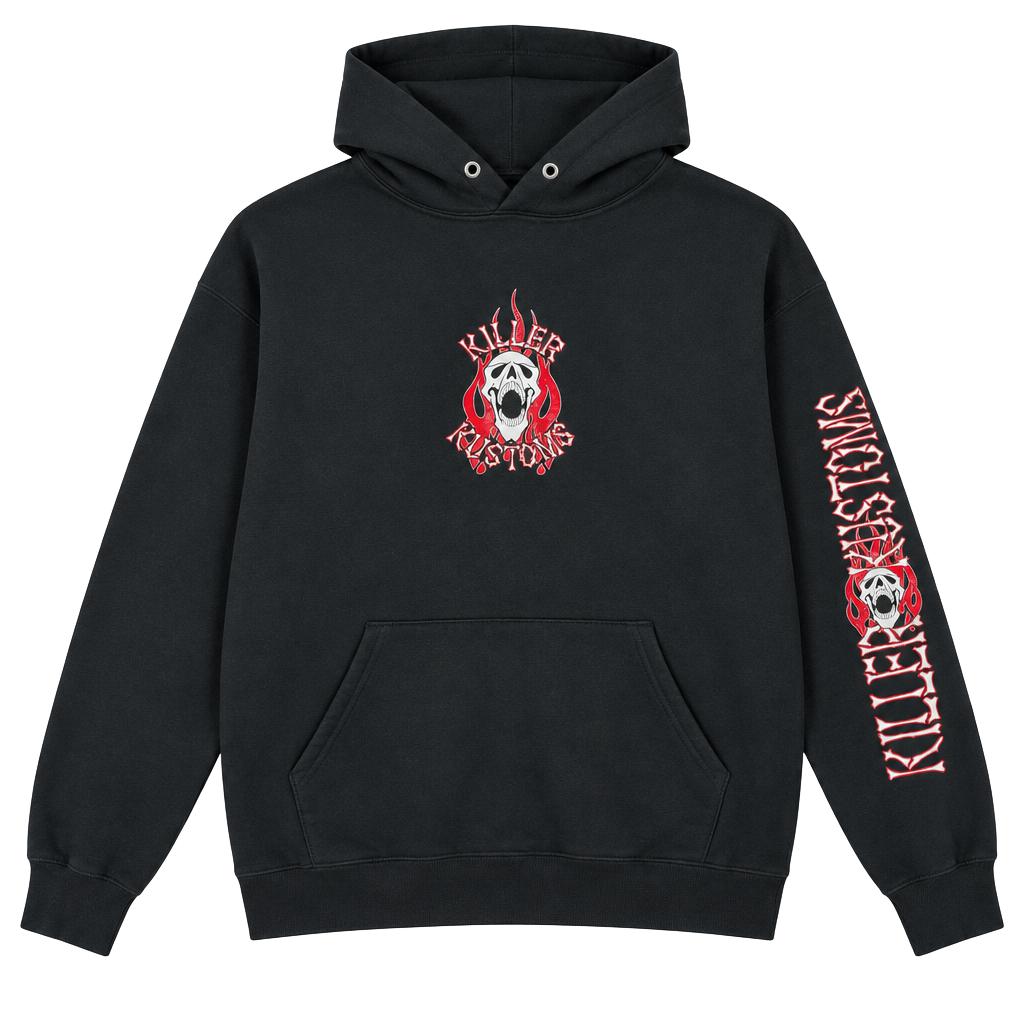 FIRE Skull and Cross bones Killer Kustoms Hoodie 1