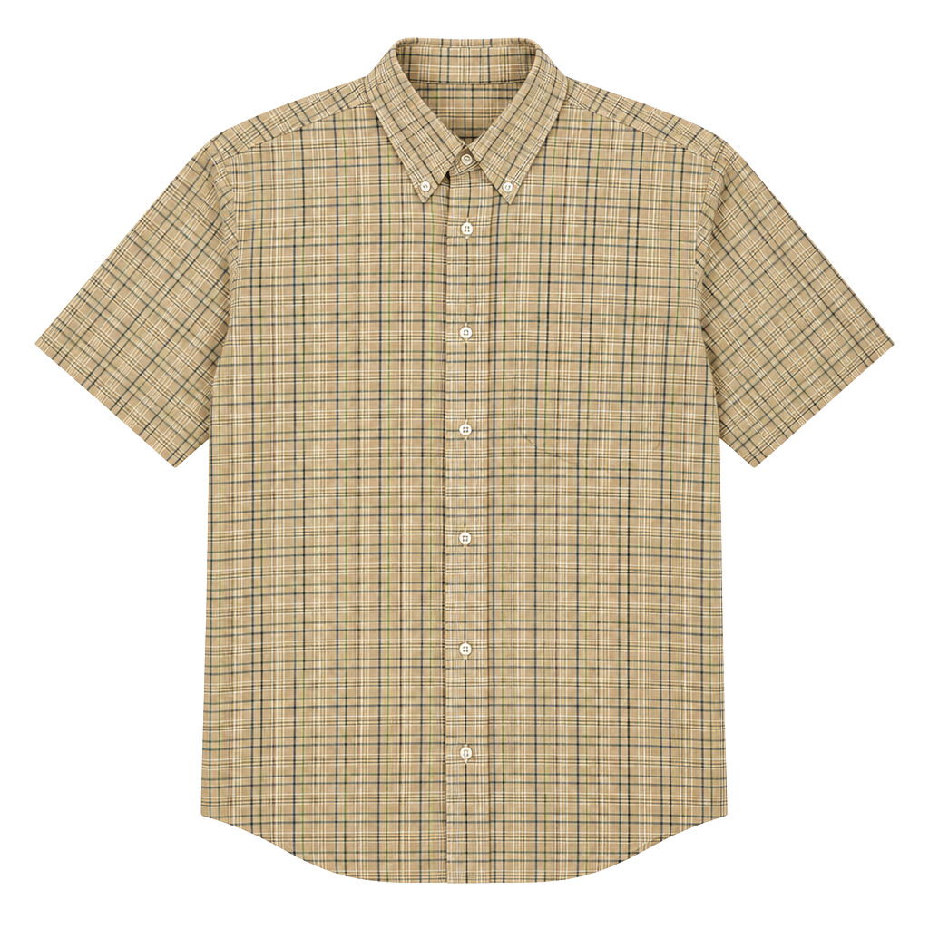 Vintage Y2K Tan Striped Button Up tee shirt 1