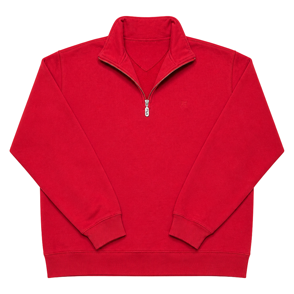 2000’s Fila Men's Red Quarter Zip Pullover Sweatshirt Size Large 1