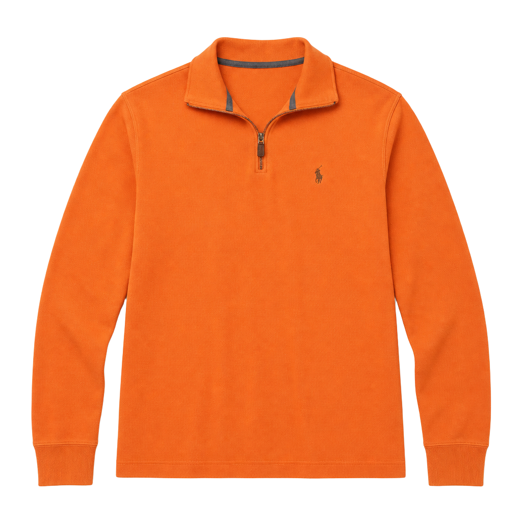 Polo Ralph Lauren Orange Pima Cotton 1/4 Zip Pullover Sweater 1