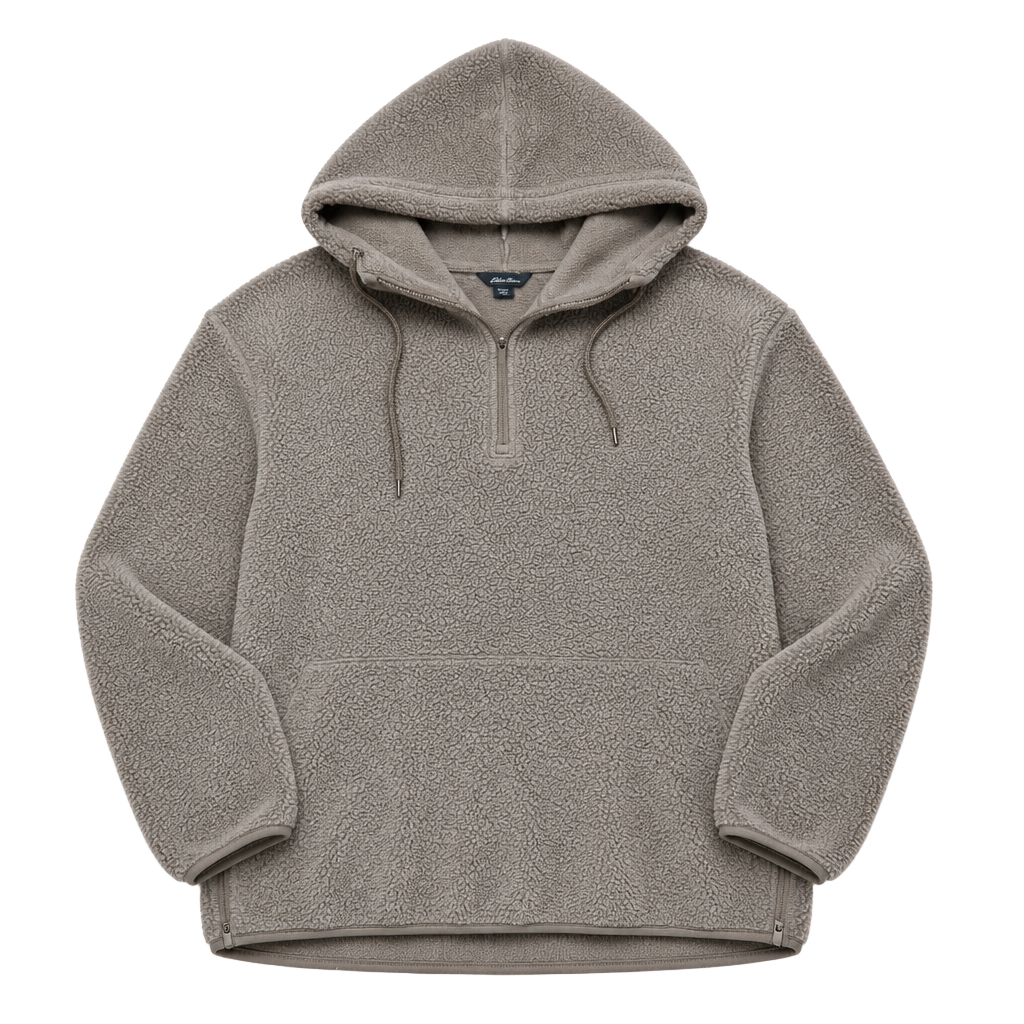 Eddie Bauer Sherpa Fleece 1/4 Zip Hoodie Gray Size Large 1