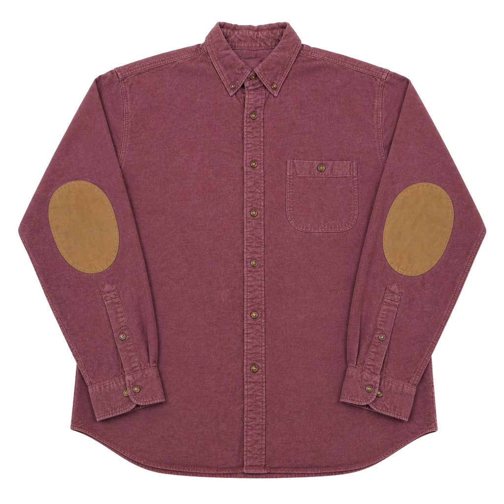 J Crew Shirt Mens Large Red Flannel Button Down Chamois Leather Elbow Patch 1