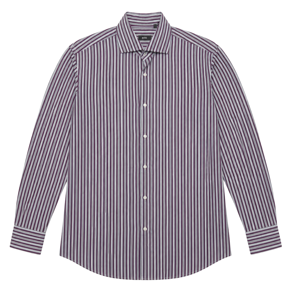 BOSS Hugo Boss Slim Fit Two Ply Striped Dress Shirt Size 16/41 1