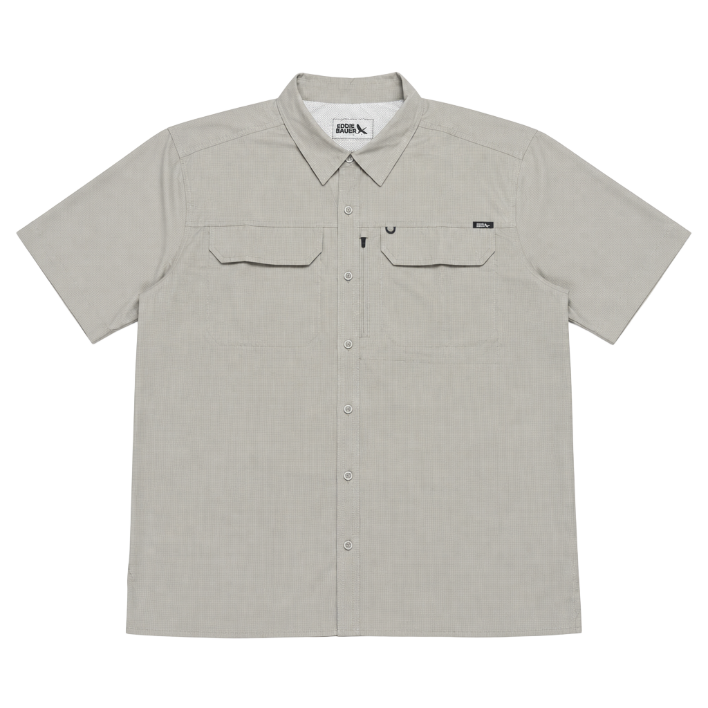Eddie Bauer Woven Tech Shirt Short Sleeve Grey Size XXL 1