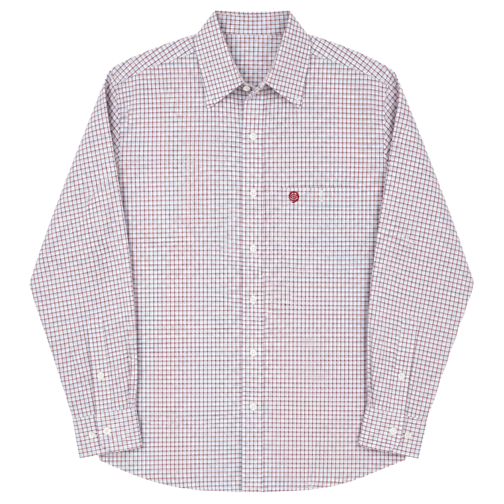 Wrangler George Strait Collection Mens Plaid Long Sleeve Button Down Shirt Red White Blue 1
