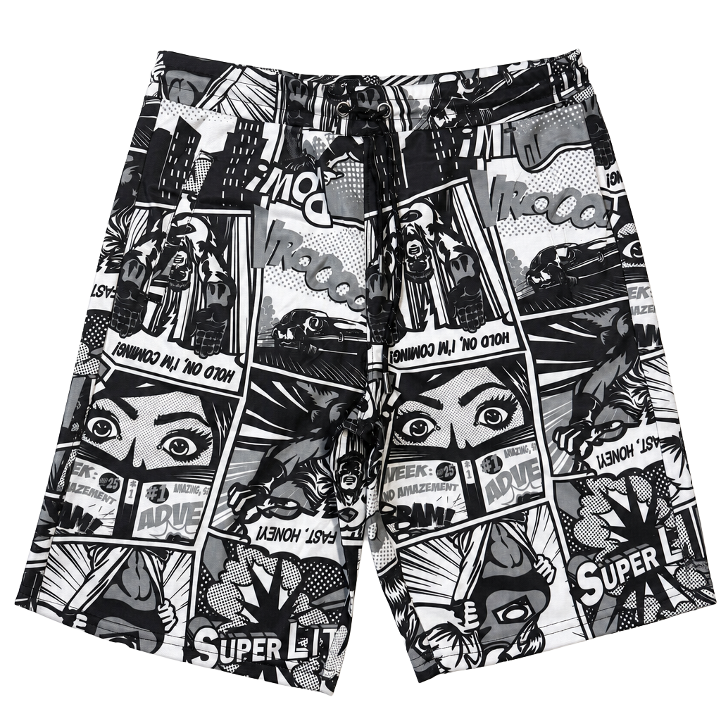 Oh Snap! by Drill Clothing Co. Comic Book Graphic Print Lounge Shorts 1