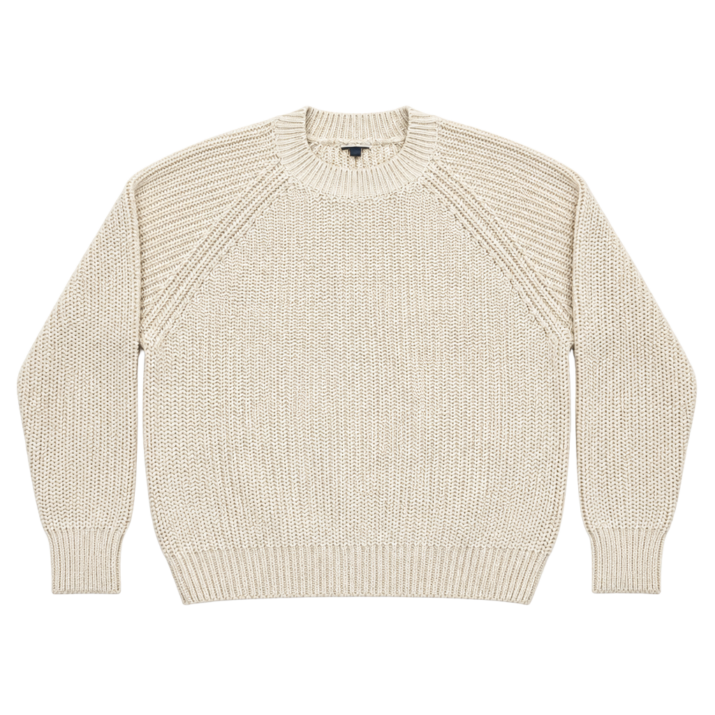 American Eagle Chunky Knit Crew Neck Sweater Cream 1