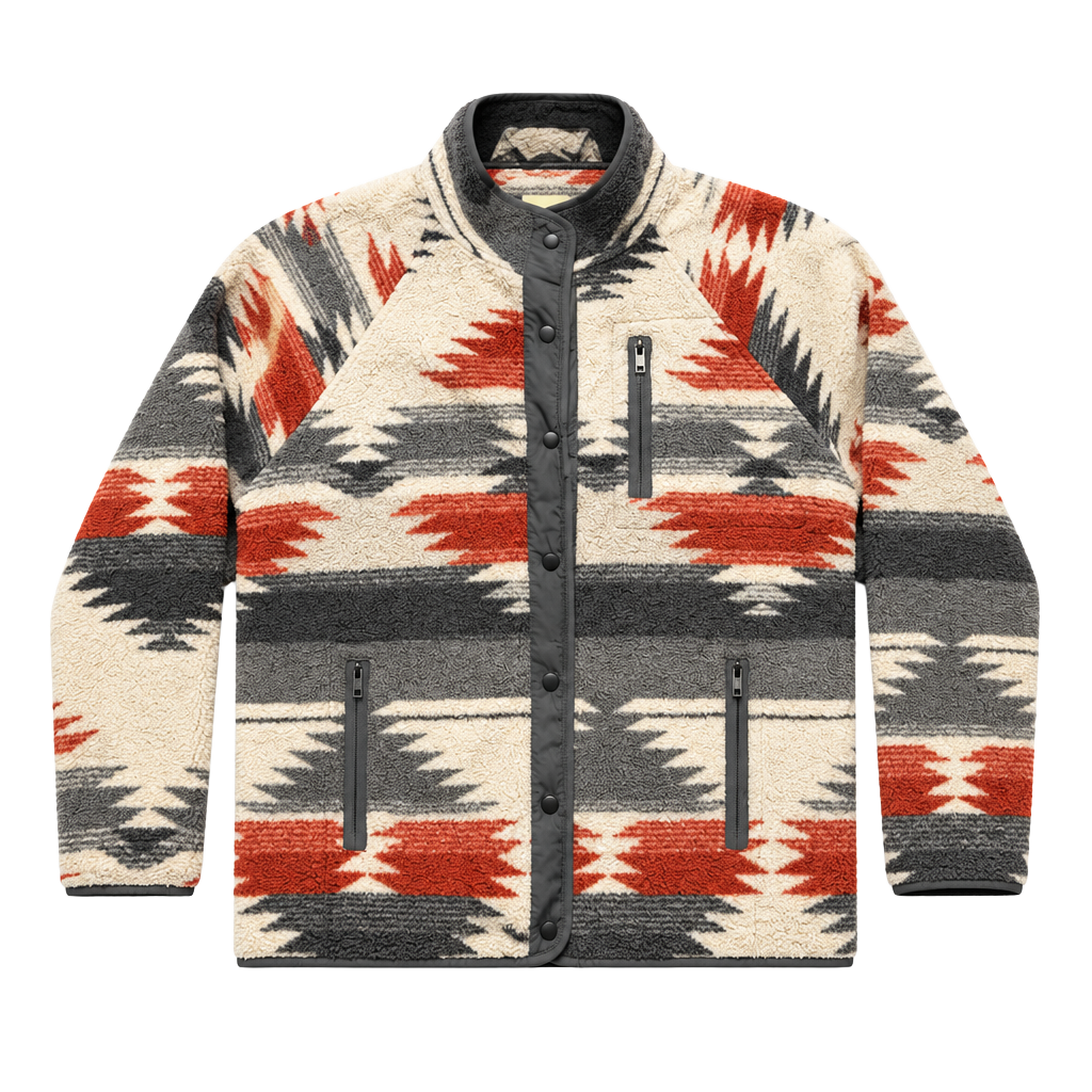 Thread & Supply Fleece Jacket Size M Aztec Pattern Snap Red Wings 1