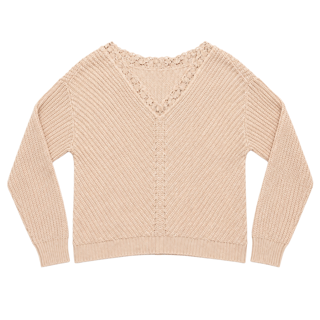 B.P. Lace Trim V-Neck Sweater Size L 1