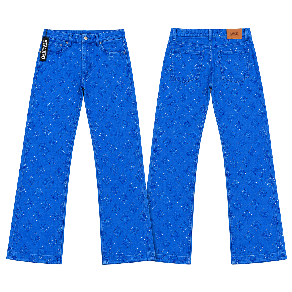 Liquid Crystal Diamond Crystal Rhinestone Stacked Jeans 1