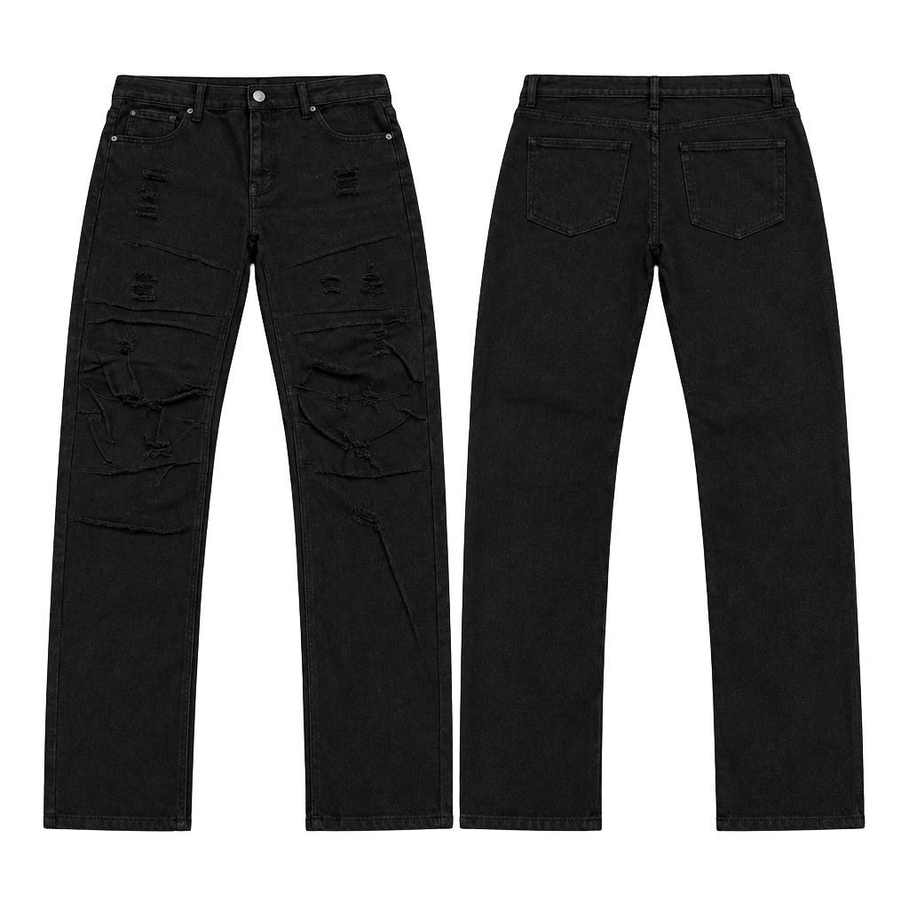 Blind Trust Distressed Slim Fit Black Jeans 1