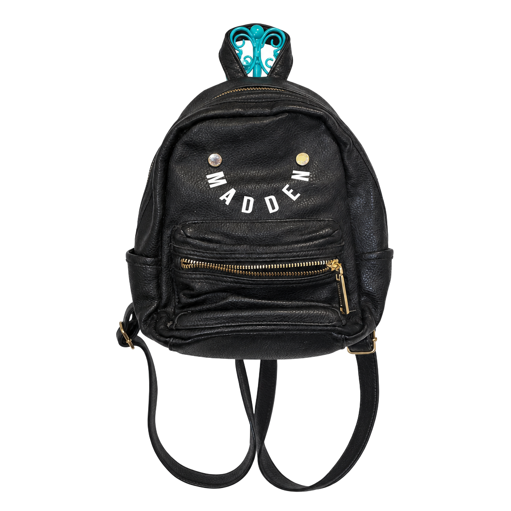 Steve Madden Black Pebbled Faux Leather Mini Backpack 1