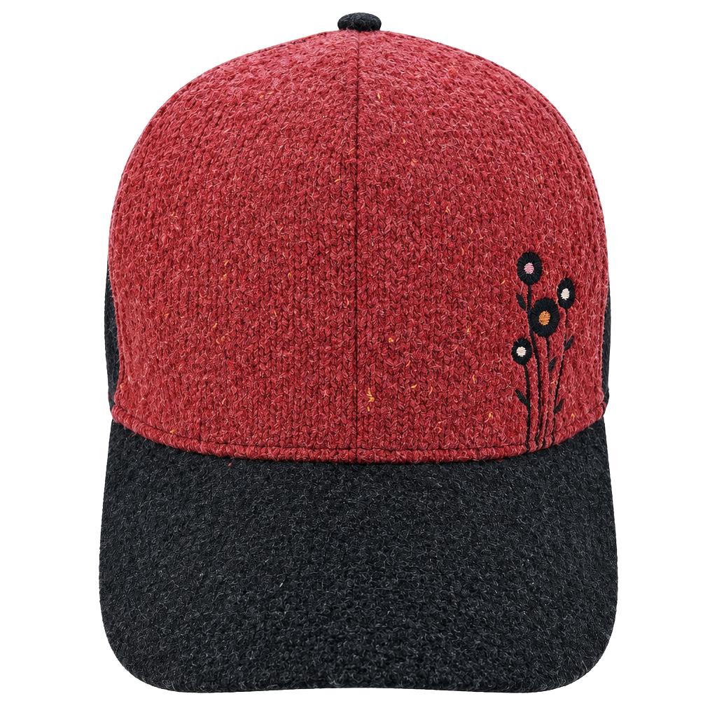 Pistil Floral Trucker Hat Snapback Cap Red Black 1