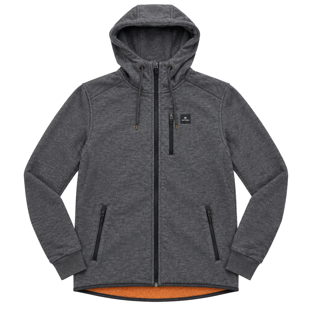 Rip Curl Anti Series Hooded Jacket Size S Gray Fleece Lined 1