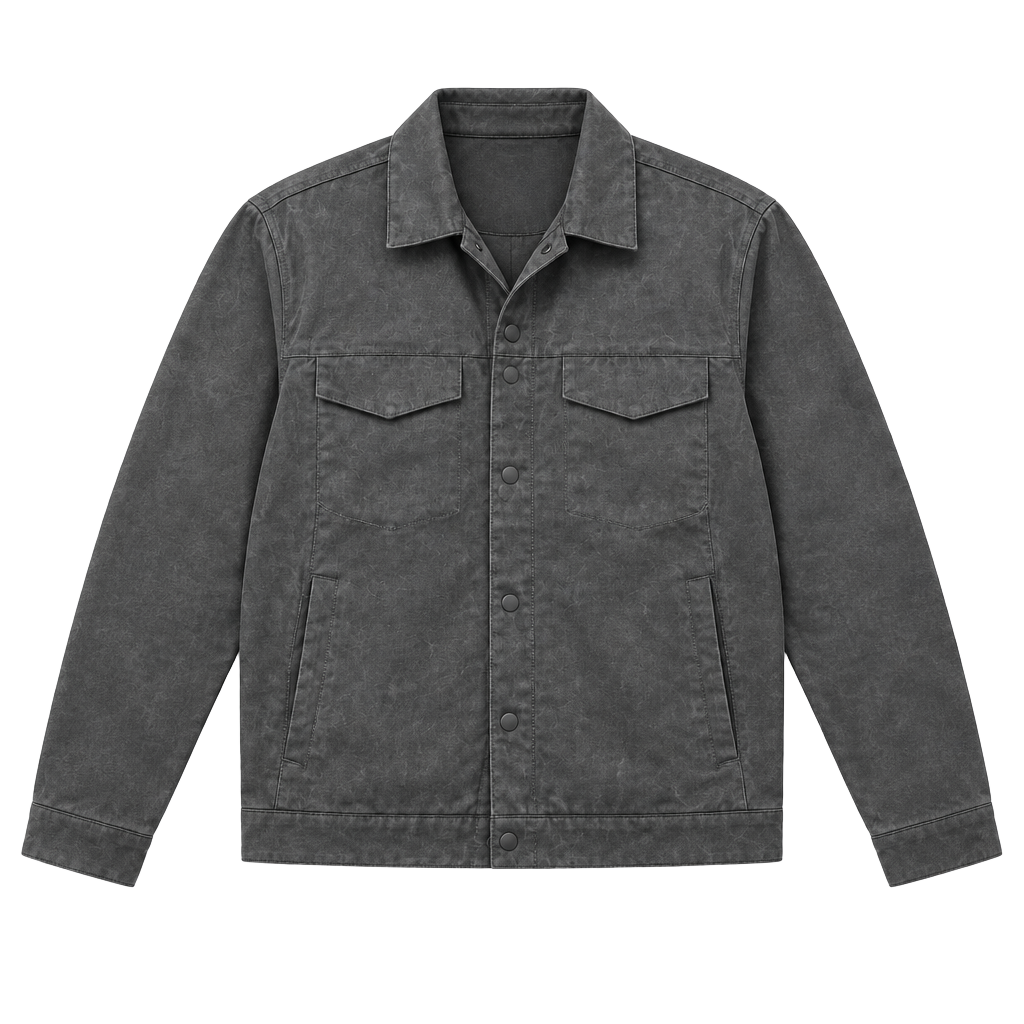 Tricots St Raphael Faux Suede Jacket Size M Gray Snap Front 1
