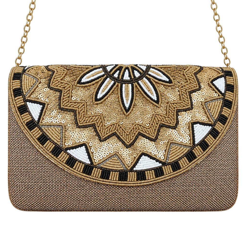 Fancy Party Clutch Hand Embroidered On Silk/Jute Material. 1