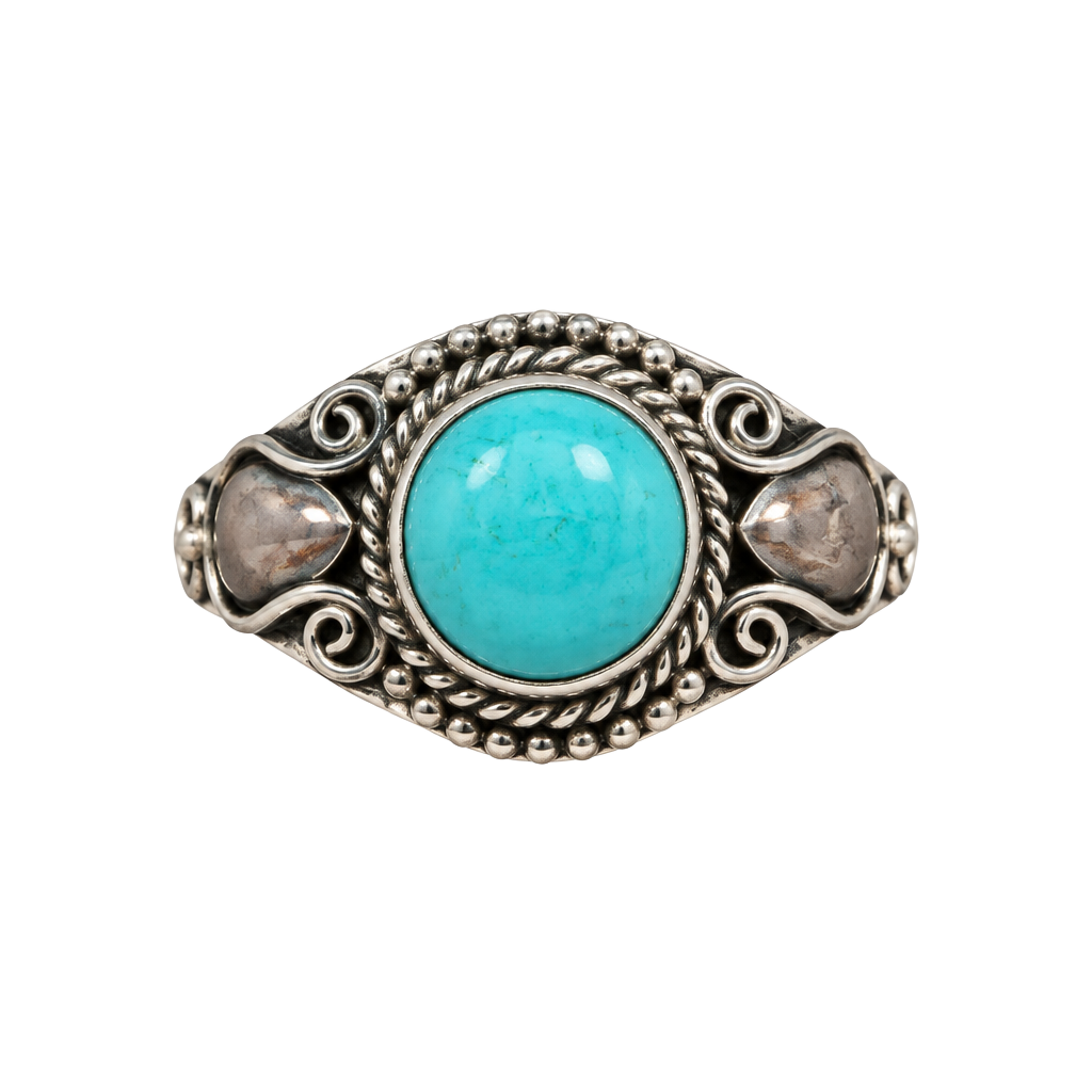 Vintage Sterling Silver Turquoise Ring Size 8.5 1