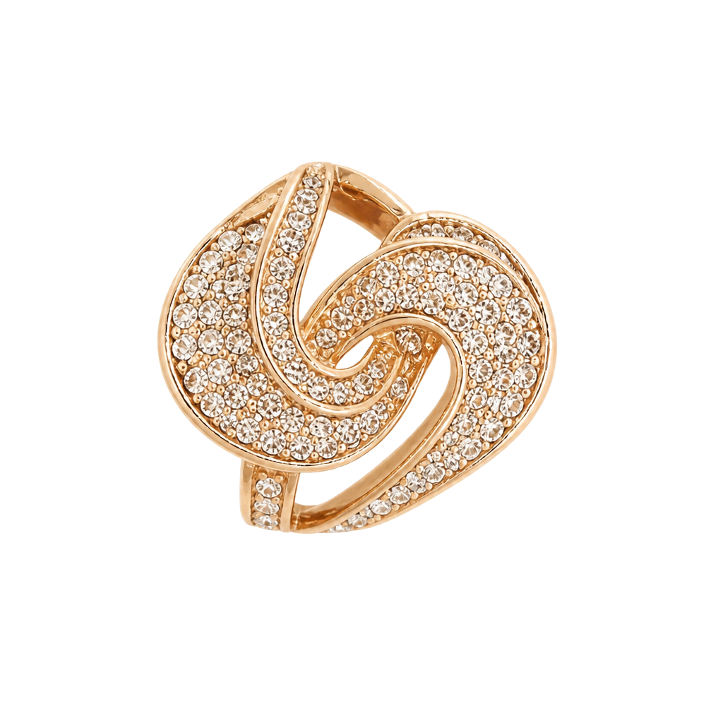 Gilded SS Ring With White Stones interlocking 316L 1