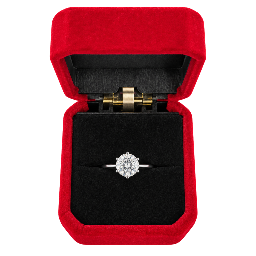GRA Round Solitaire Moissanite Engagement Ring 1