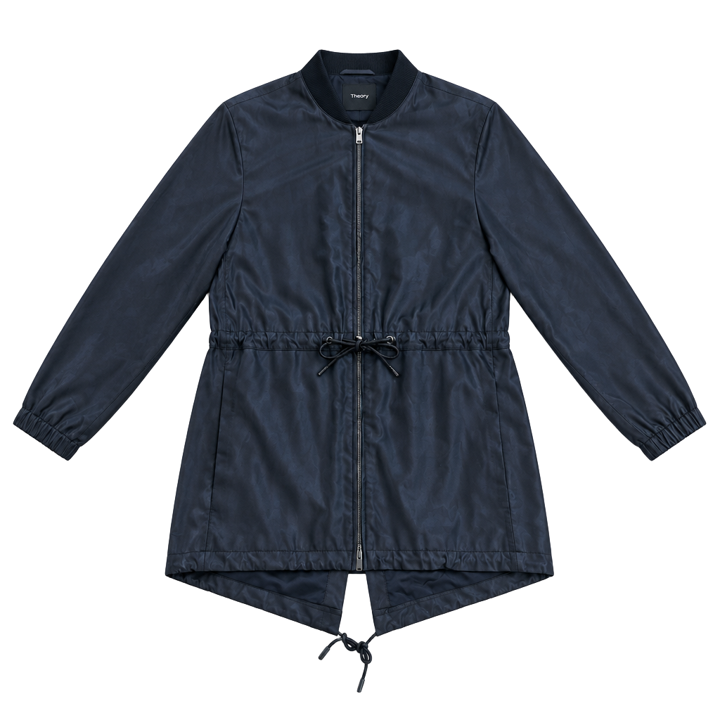 Theory Leather Jacket Size M Black Drawstring Parka 1