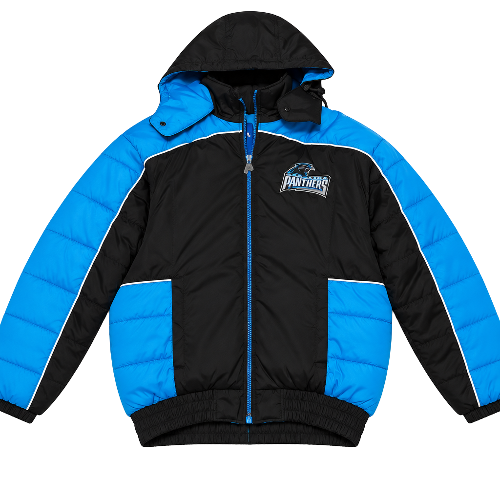 NFL Carolina Panthers Puffer Jacket Blue Black 1