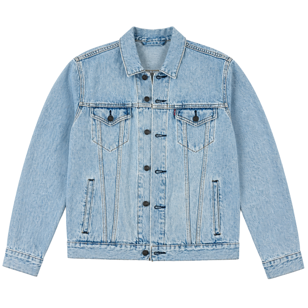 Levi’s Premium Trucker Denim Jacket Mens L 72334-0232 Embroidered Tiger Back 1