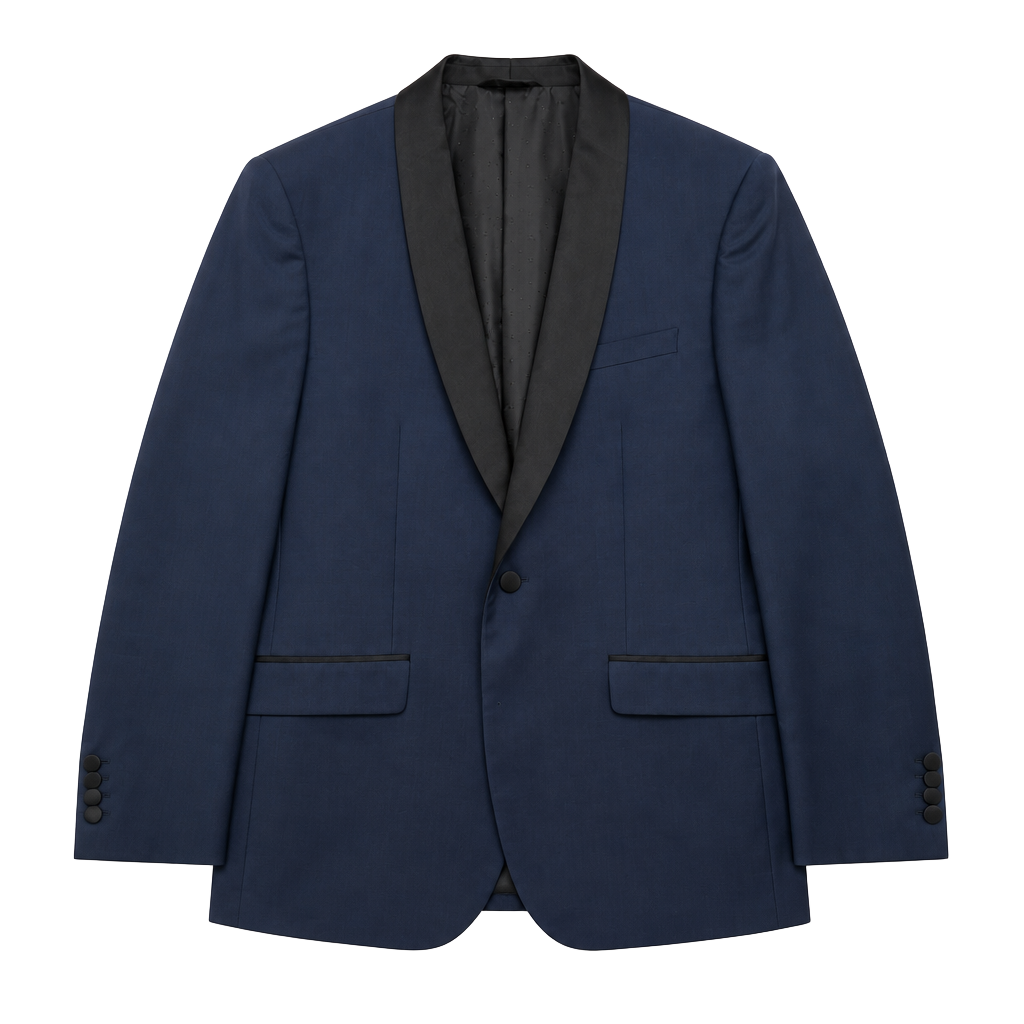 Profile Black Slim Fit Navy Blue Tuxedo Jacket with Shawl Lapel Size 38R 1