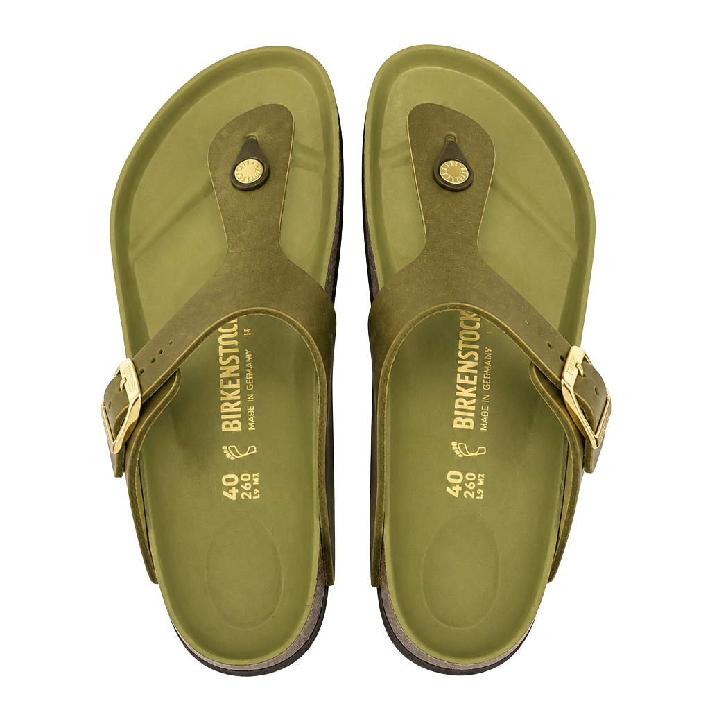 Birkenstock Gizeh Big Buckle Olive Oiled Leather Sandals Size 40 1