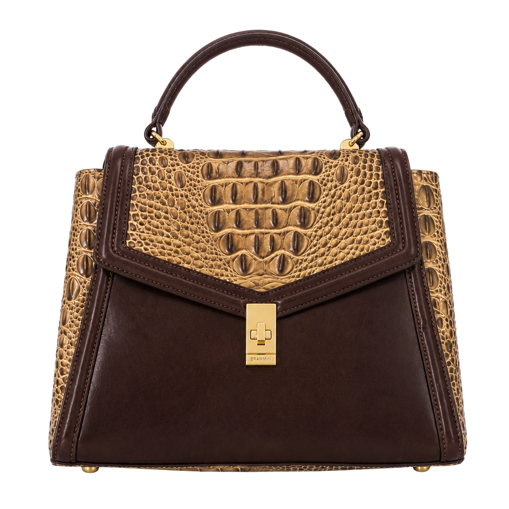 Brahmin Coffee Norland Tri-Textured Leather Ingrid Satchel 1