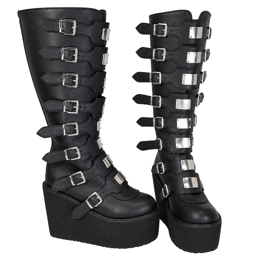 Demonia Swing-815WC Boots Black Vegan Leather Sz 8 1