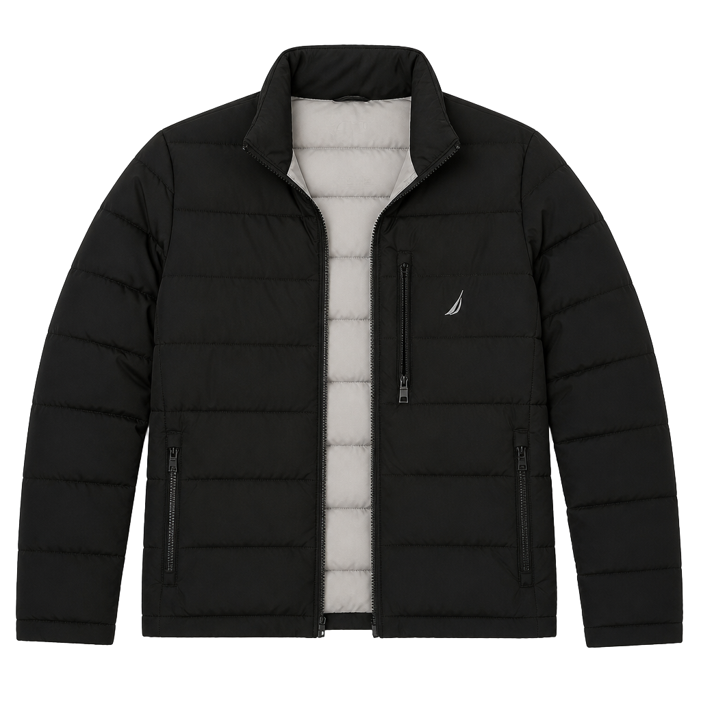 Nautica Quilted Puffer Jacket Size S Black Active Stretch Water Resistant 1