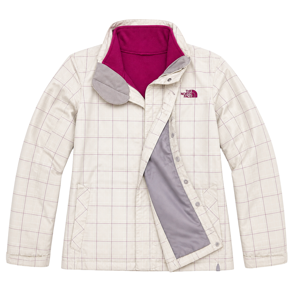 The North Face Plaid Jacket Size L (14/16) White Purple 1