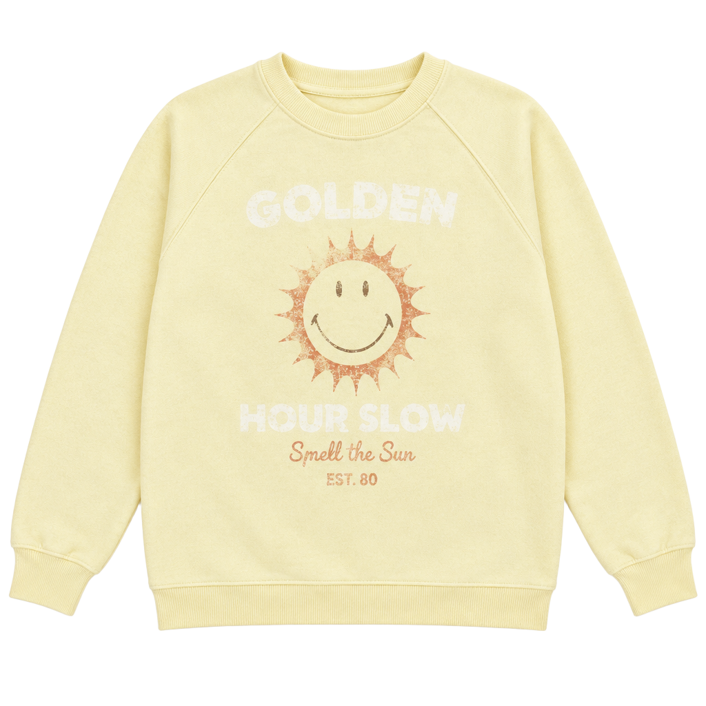 Aerie Golden Hour Glow Smiley Face Graphic Sweatshirt Oversized S 1