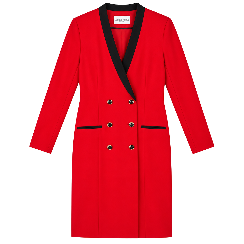 Danny & Nicole Red Black Double Breasted Blazer Dress Jacket Size 18 NWT 1