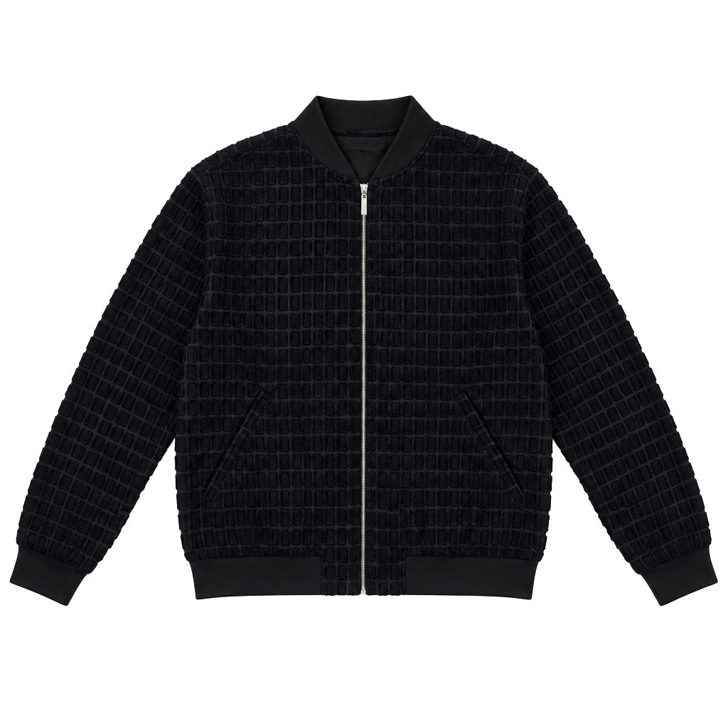 Zara Black Sheer Velvet Grid Mesh Bomber Jacket Size M Zip Up 1