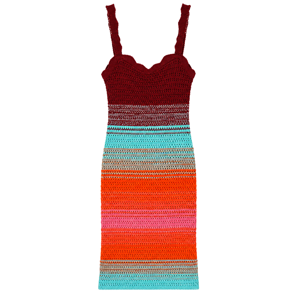 Trendy Threads Striped Crochet Midi Dress Size L 1