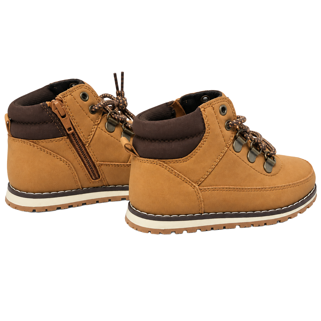 Toddler Boys Contrast Cuff Lace Up Boots - TAN Sz9 1